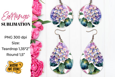 Flowers earrings.Hydrangea Earrings Sublimation. Sublimation Yustaf Art Store 