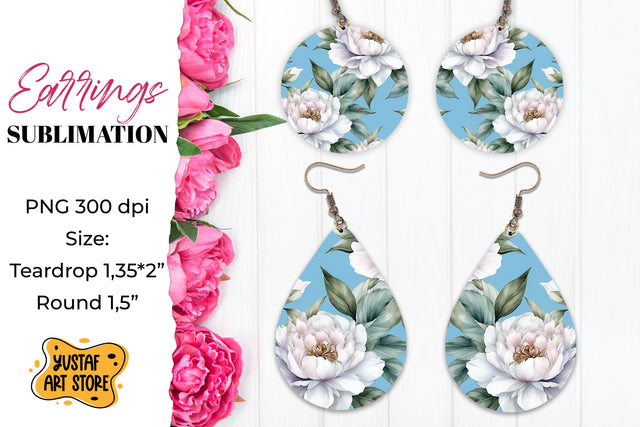 Flowers earrings.Vintage Earrings Sublimation. Sublimation Yustaf Art Store 