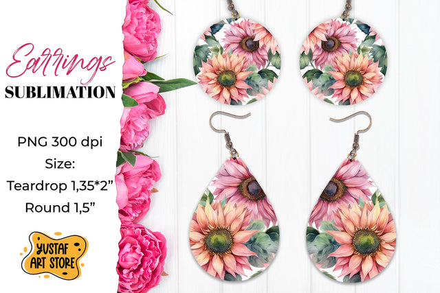 Flowers earrings.Vintage Earrings Sublimation. Sublimation Yustaf Art Store 