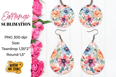 Flowers earrings.Vintage Earrings Sublimation. Sublimation Yustaf Art Store 