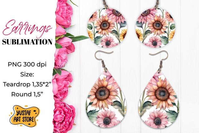 Flowers earrings.Vintage Earrings Sublimation. Sublimation Yustaf Art Store 