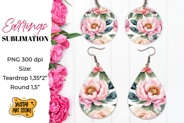 Flowers earrings.Vintage Earrings Sublimation. Sublimation Yustaf Art Store 