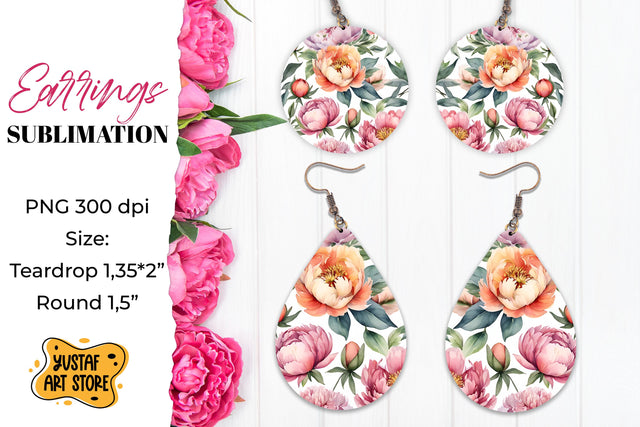 Flowers earrings.Vintage Earrings Sublimation. Sublimation Yustaf Art Store 