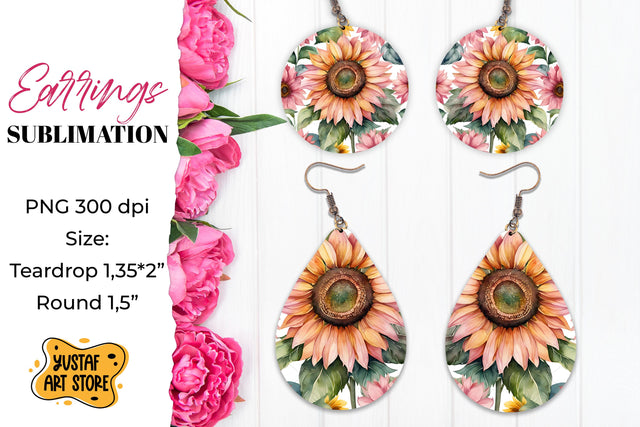 Flowers earrings.Vintage Earrings Sublimation. Sublimation Yustaf Art Store 