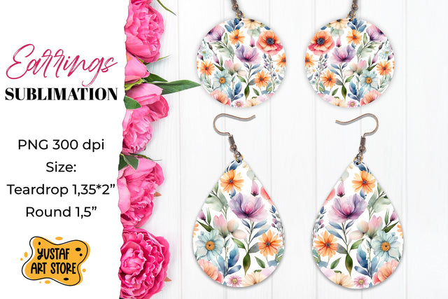 Flowers earrings.Vintage Earrings Sublimation. Sublimation Yustaf Art Store 