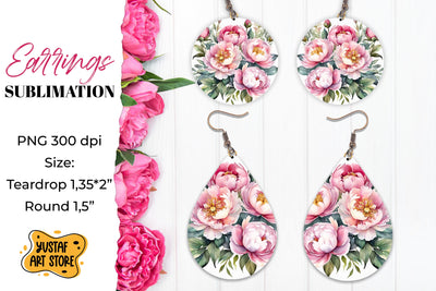 Flowers earrings.Vintage Earrings Sublimation. Sublimation Yustaf Art Store 