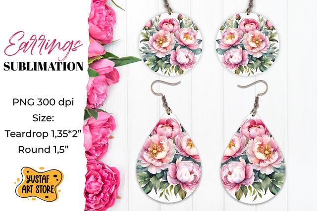 Flowers earrings.Vintage Earrings Sublimation. Sublimation Yustaf Art Store 