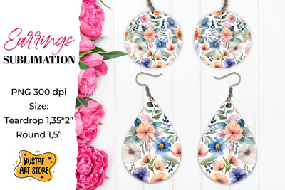 Flowers earrings.Vintage Earrings Sublimation. Sublimation Yustaf Art Store 
