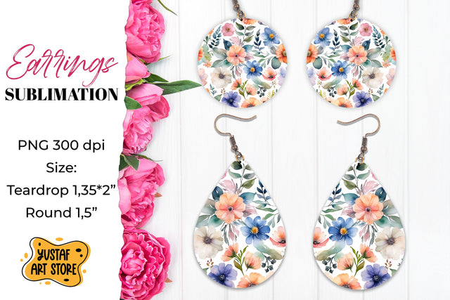 Flowers earrings.Vintage Earrings Sublimation. Sublimation Yustaf Art Store 