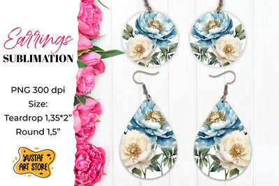 Flowers earrings.Vintage Earrings Sublimation. Sublimation Yustaf Art Store 