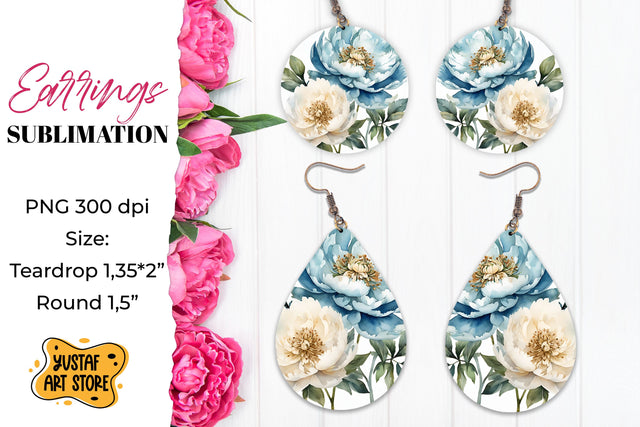 Flowers earrings.Vintage Earrings Sublimation. Sublimation Yustaf Art Store 