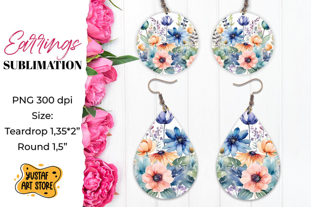 Flowers earrings.Vintage Earrings Sublimation. Sublimation Yustaf Art Store 