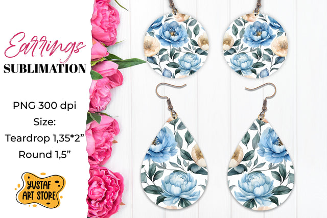 Flowers earrings.Vintage Earrings Sublimation. Sublimation Yustaf Art Store 