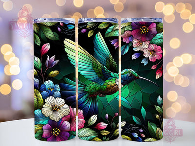 Flowers Hummingbird Stained Glass 20oz Tumbler Wrap Sublimation Design, Straight Tapered Tumbler Wrap, Hummingbird Tumbler Png, Instant Digital Download Sublimation SvggirlplusArt 