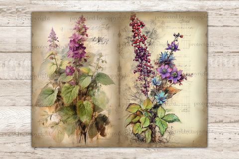 Flowers Junk Journal Pages | Berries Ephemera SVG GlamArtZhanna 
