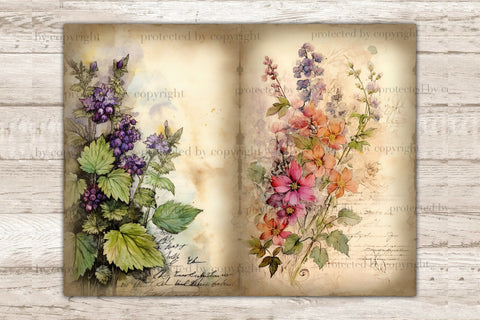 Flowers Junk Journal Pages | Berries Ephemera SVG GlamArtZhanna 