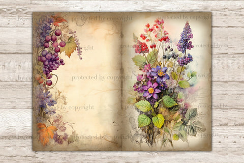 Flowers Junk Journal Pages | Berries Ephemera SVG GlamArtZhanna 