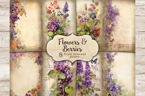 Flowers Junk Journal Pages | Berries Ephemera SVG GlamArtZhanna 