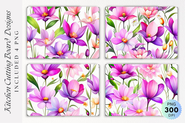 Flowers Kitchen Cutting Board PNG Design Sublimation Regulrcrative 