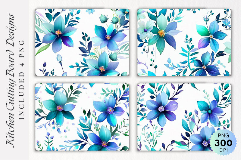 Flowers Kitchen Cutting Board PNG Design Sublimation Regulrcrative 
