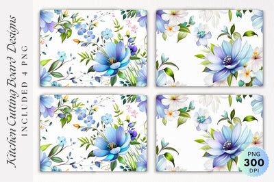 Flowers Kitchen Cutting Board PNG Design Sublimation Regulrcrative 