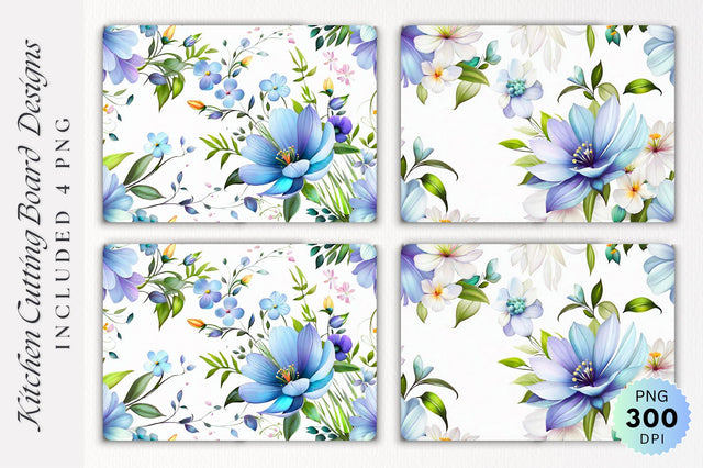 Flowers Kitchen Cutting Board PNG Design Sublimation Regulrcrative 