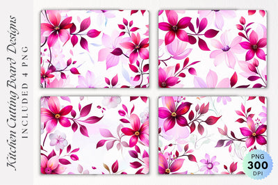 Flowers Kitchen Cutting Board PNG Design Sublimation Regulrcrative 