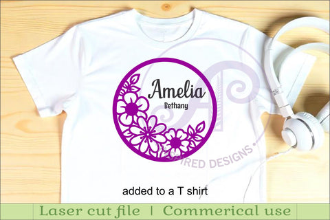 Flowers layered personalized name wall art sign, SVG file SVG APInspireddesigns 