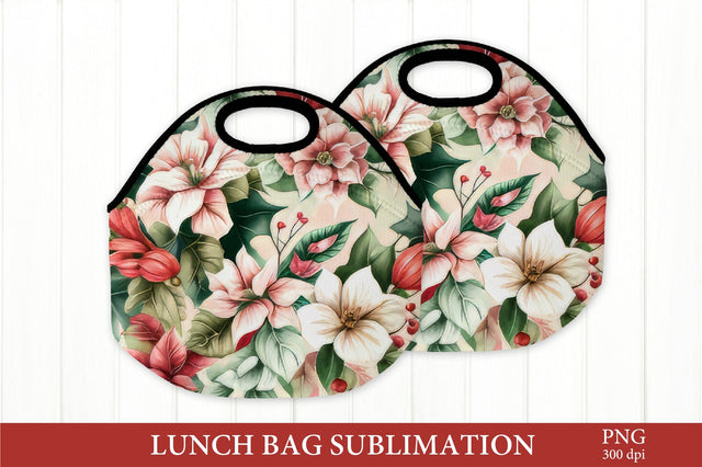 Flowers Lunch Bag Sublimation. Poinsettia PNG Sublimation Olga Terlyanskaya 