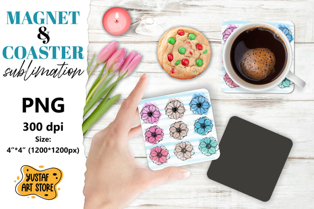Flowers magnet/Flowers coaster. Anemone flowers sublimation Sublimation Yustaf Art Store 