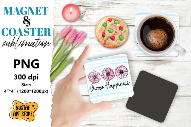 Flowers magnet/Flowers coaster. Anemone flowers sublimation Sublimation Yustaf Art Store 