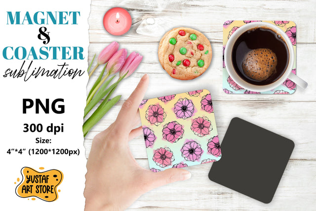Flowers magnet/Flowers coaster. Anemone flowers sublimation Sublimation Yustaf Art Store 