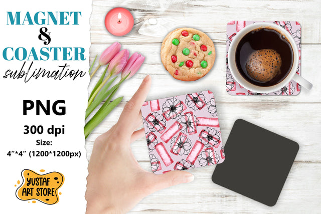 Flowers magnet/Flowers coaster. Anemone flowers sublimation Sublimation Yustaf Art Store 