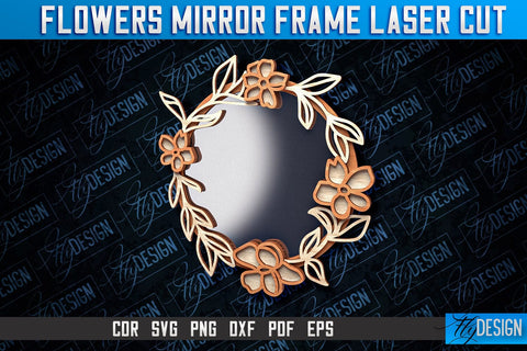 Flowers Mirror Frame Laser Cut SVG | Home Design Laser Cut SVG Design | CNC Files SVG Fly Design 