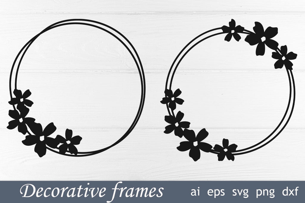 Flowers monogram frame svg, Round floral wreath - So Fontsy