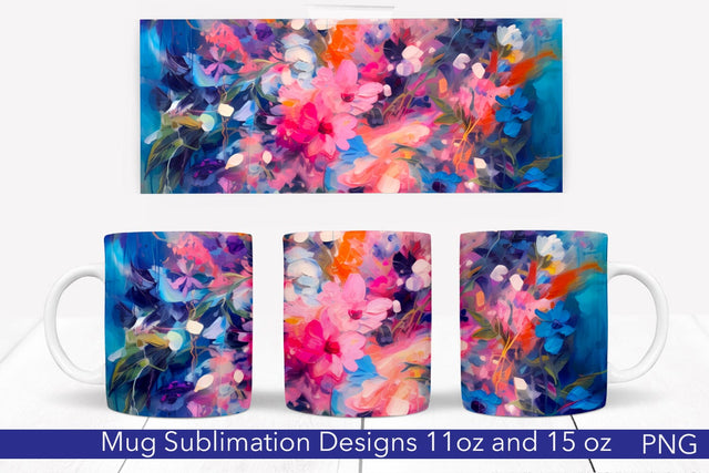 Flowers Mug Wrap | 11 & 15 oz | Colorful Meadow PNG Sublimation Pfiffen's World 