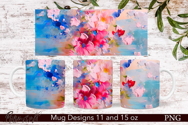 Flowers Mug Wrap | 11 & 15 oz | Oil Paints PNG Sublimation Pfiffen's World 