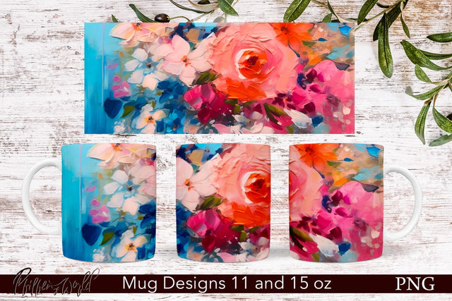 Flowers Mug Wrap | 11 & 15 oz | Orange Flowers Sublimation Pfiffen's World 