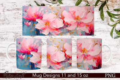 Flowers Mug Wrap | 11 & 15 oz | Pink Meadow PNG Sublimation Pfiffen's World 