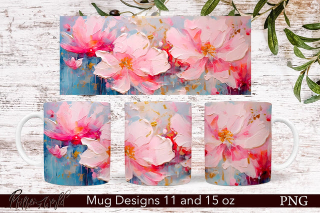 Flowers Mug Wrap | 11 & 15 oz | Pink Meadow PNG Sublimation Pfiffen's World 