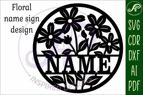 flowers name sign svg laser SVG APInspireddesigns 
