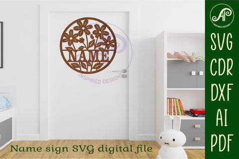 flowers name sign svg laser SVG APInspireddesigns 