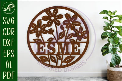 flowers name sign svg laser SVG APInspireddesigns 