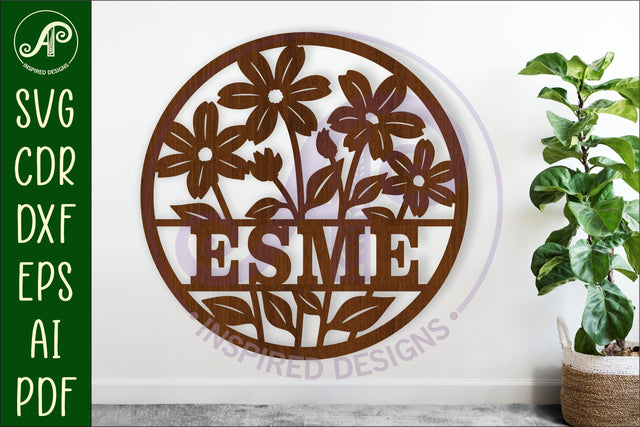 flowers name sign svg laser SVG APInspireddesigns 