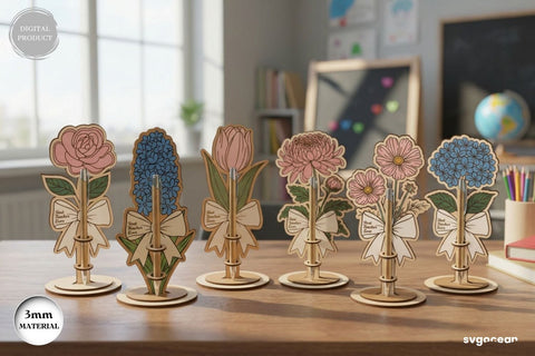 Flowers Pen Holder Laser Cut Bundle SVG SvgOcean 