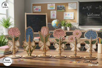 Flowers Pen Holder Laser Cut Bundle SVG SvgOcean 