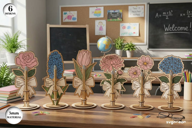 Flowers Pen Holder Laser Cut Bundle SVG SvgOcean 