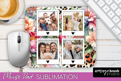 Flowers Photo Frame Mouse Pad Sublimation, Add Your Picture Sublimation OrangeBrushStudio 