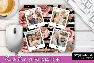 Flowers Photo Frame Mouse Pad Sublimation, Add Your Picture Sublimation OrangeBrushStudio 