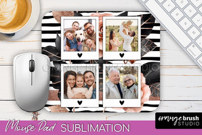 Flowers Photo Frame Mouse Pad Sublimation, Add Your Picture Sublimation OrangeBrushStudio 